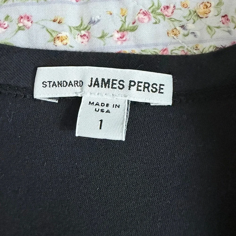 Standard James Perse Black Cotton Knit Split Neck Pencil Maxi Dress 1 Small - Picture 5 of 9